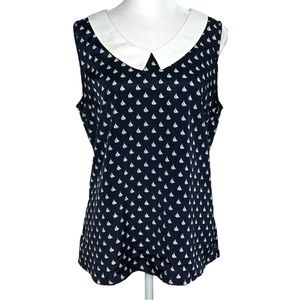 Forever 21 Women’s Sleeveless White Collar Sailboat Pattern Size Medium